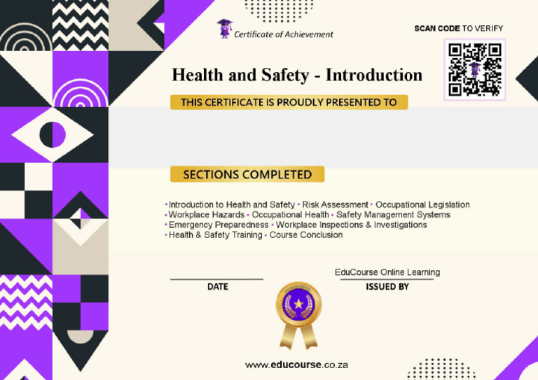 Health and Safety Occupational Health and Safety Free Certificate