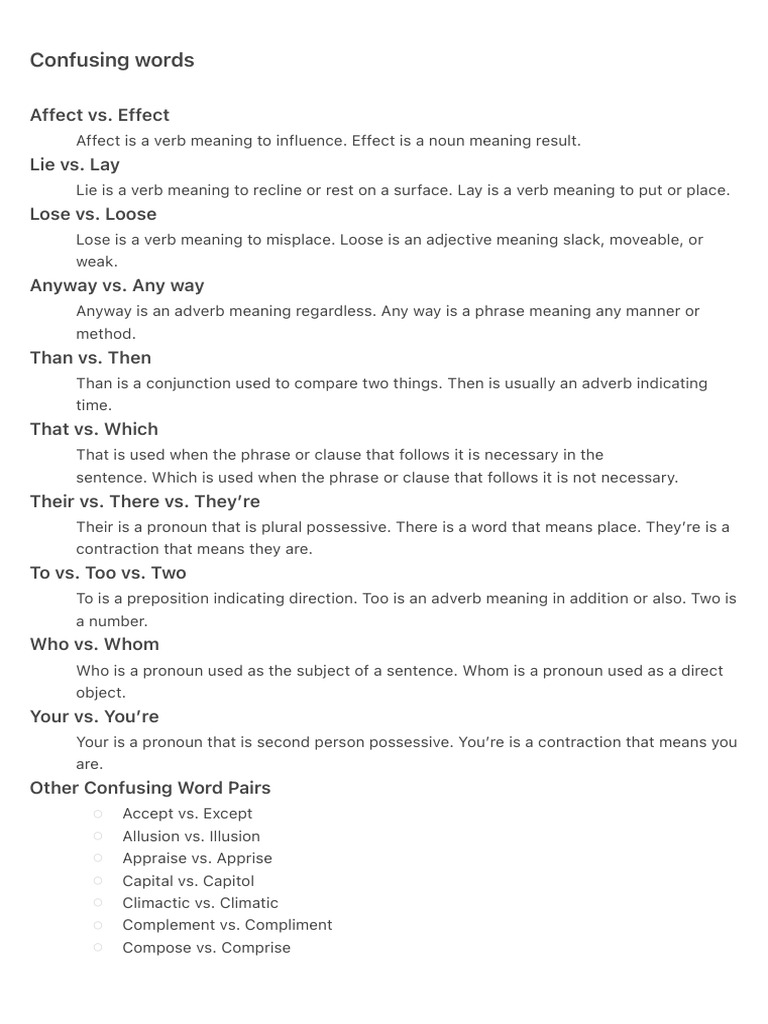 Confusing Words | PDF