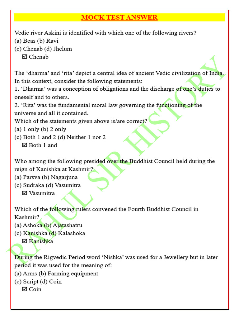 Mock Test Answer | PDF