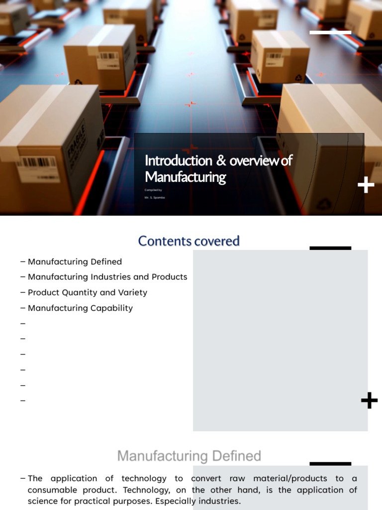 Introduction & Overview of Manufacturing Final 2023 | PDF