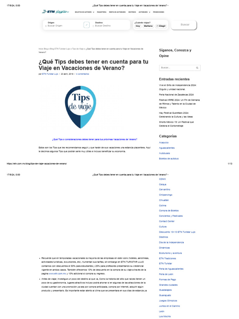 Qué Tips Debes Tener En Cuenta Para Tu Viaje En Vacaciones De Verano Pdf