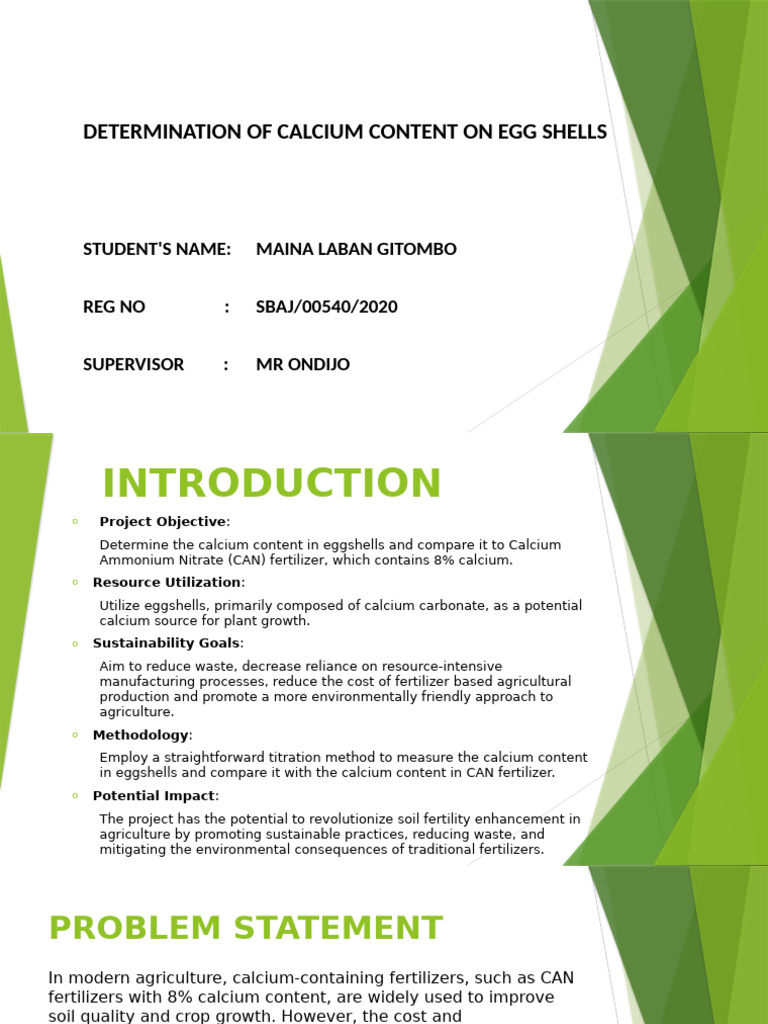 Project Determination of Calcium Content On Eggshells. | PDF