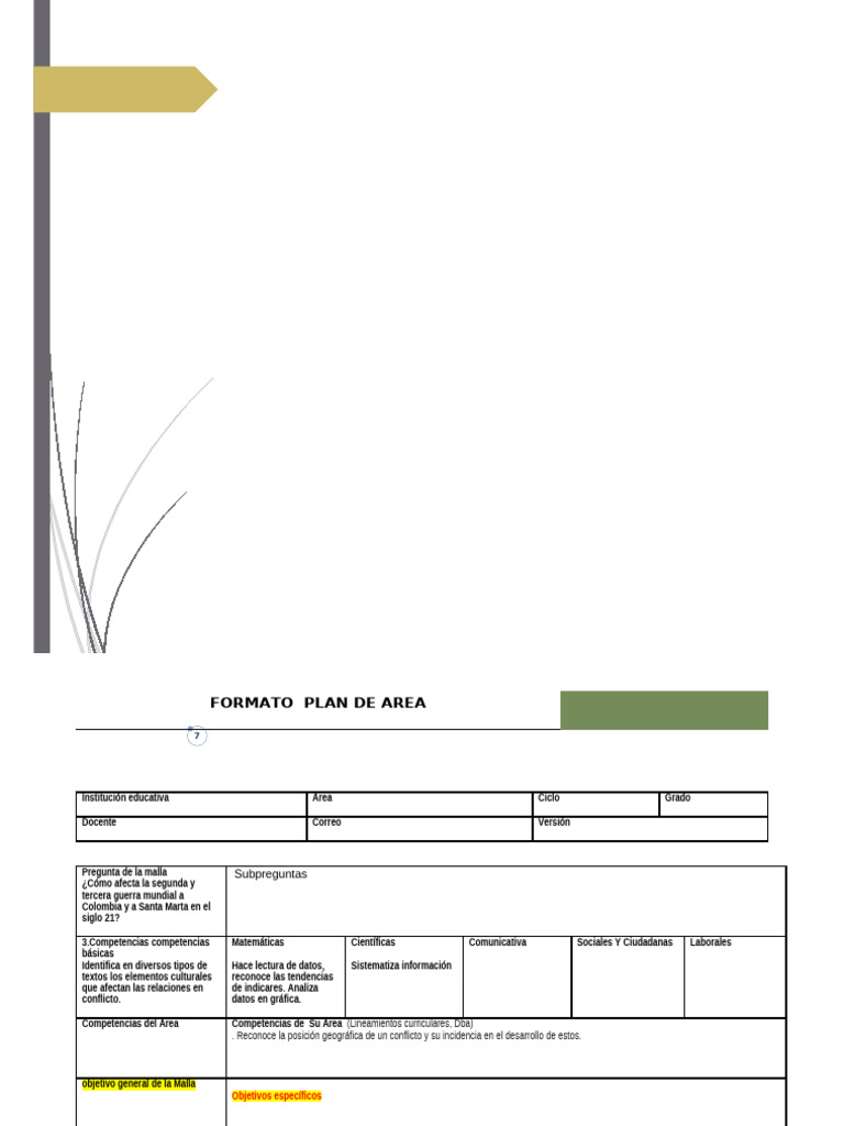Formato Plan de Area | PDF