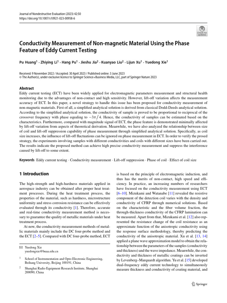 Conductivity Measurement of Non-Magnetic Material Using The Phase ...