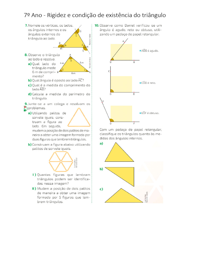 7º Ano - Rigidez e Condição de Existência Do triângulo+GABARITO - ALUNO ...