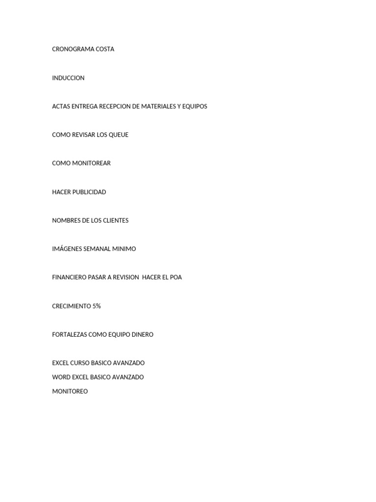 Cronograma costa visita enero 2023 pdf