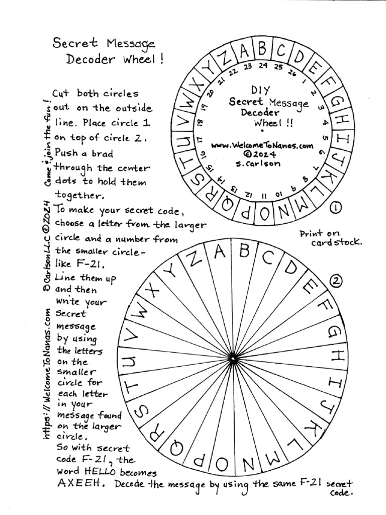 DIY Secret Message Decoder Wheel Free Printable | PDF