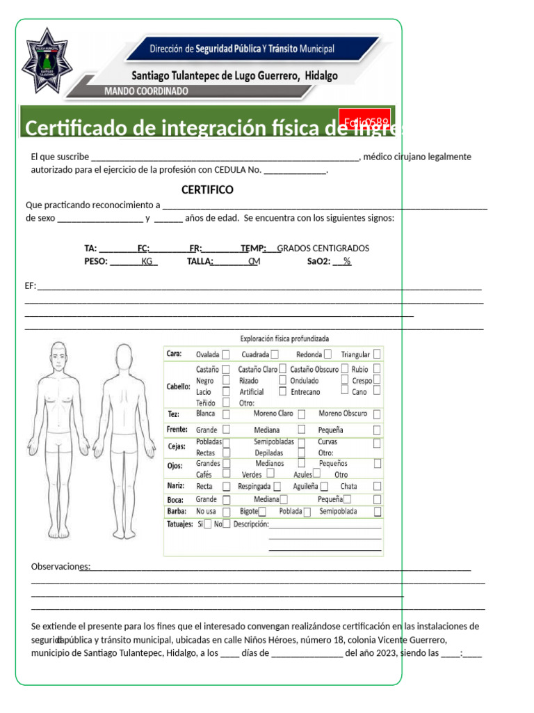 Certificado de Integración Física 2023 | PDF | Finanças e Administração ...