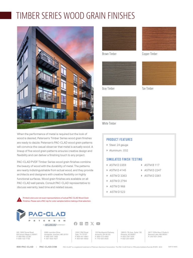PAC Timber Series Wood Grain Sales Sheet | PDF