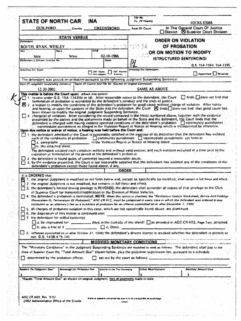 Routh documents; WEAPONS OF MASS DESTRUCTION CONVICTION | PDF