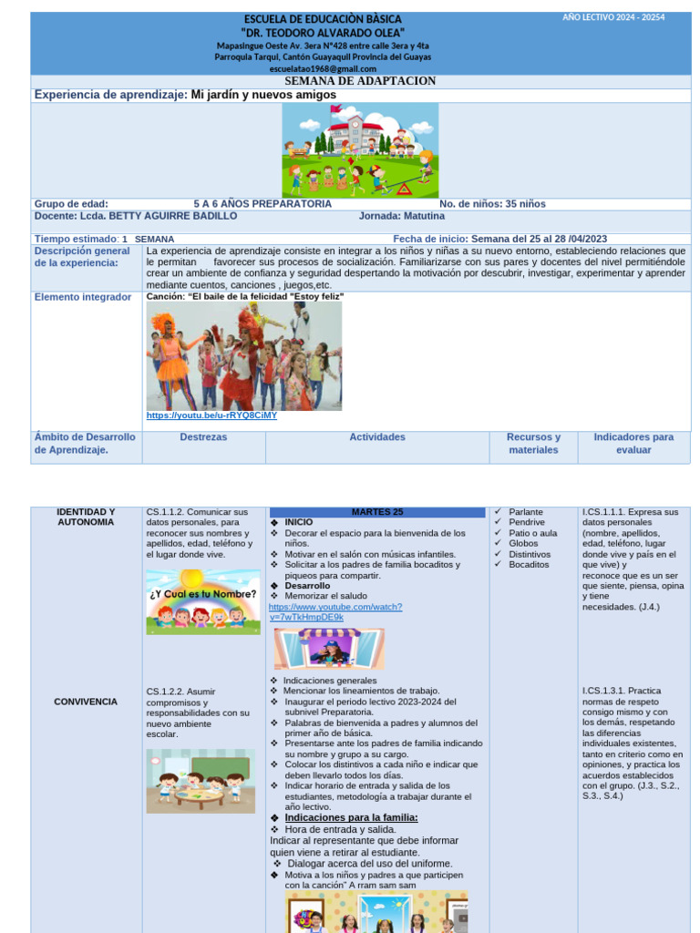 Semana de Adaptacion Preparatoria | PDF