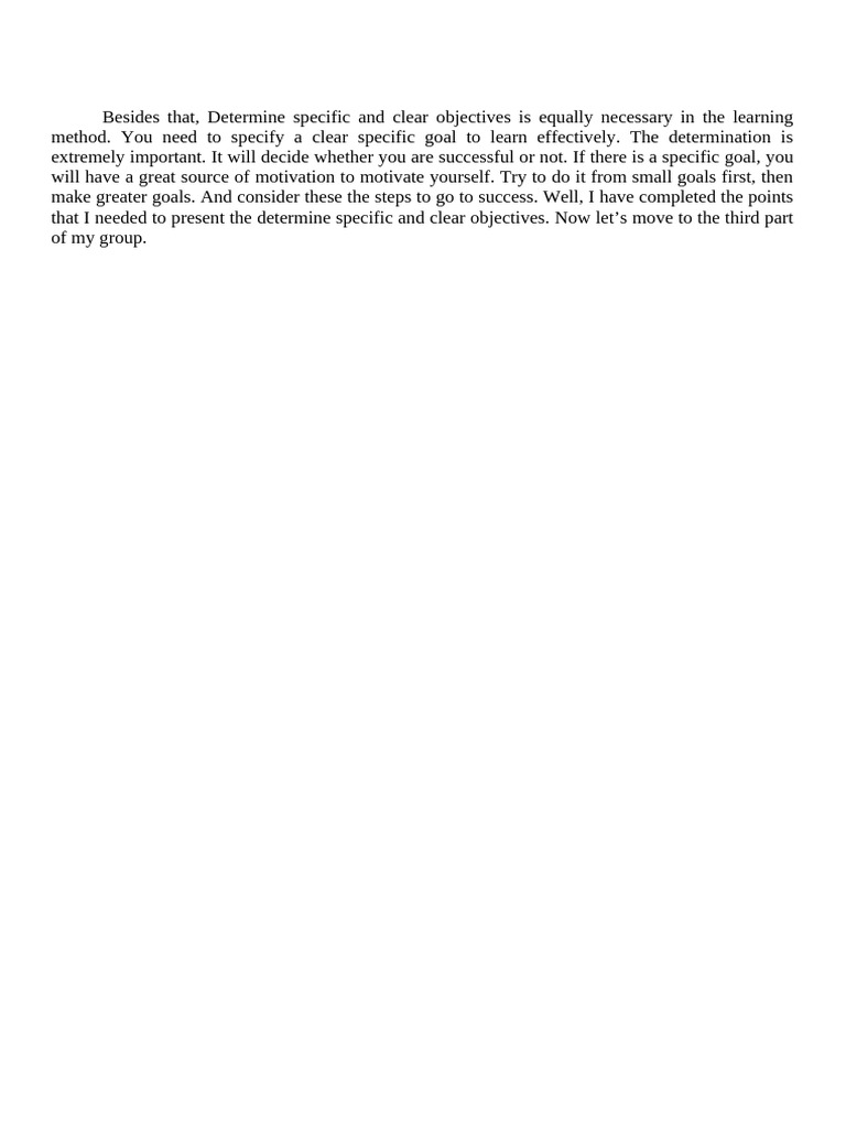 Determine Specific and Clear Objectives | PDF