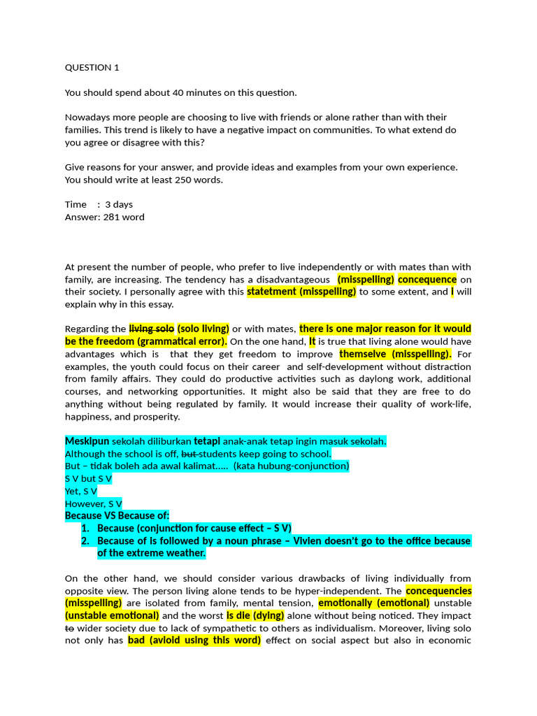 QUESTION 1 Writing Tak 2-3 | PDF