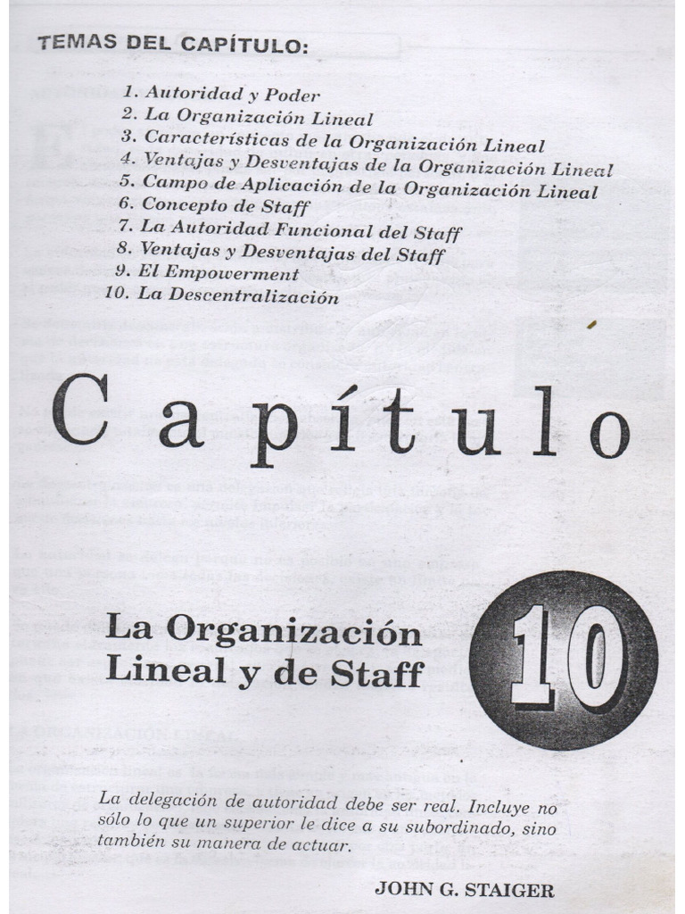 Texto Guia La Organizacion Lineal y de Staff | PDF