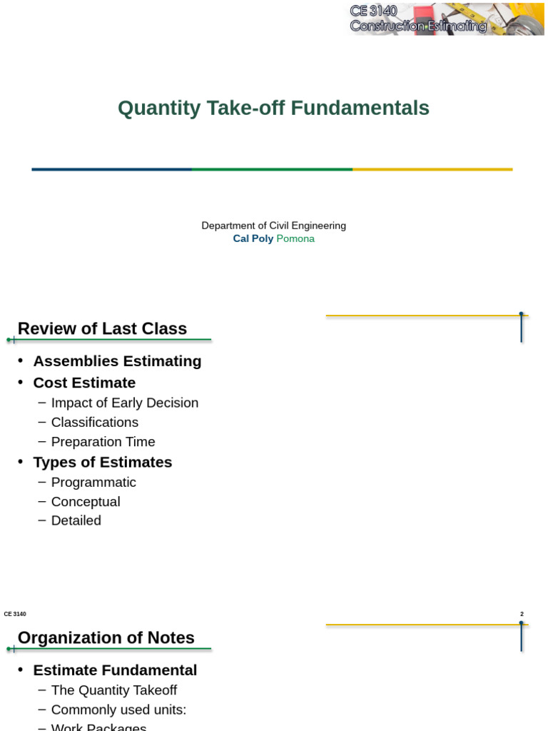 Lec+05.+Quantity+Take Off+Fundamentals | PDF