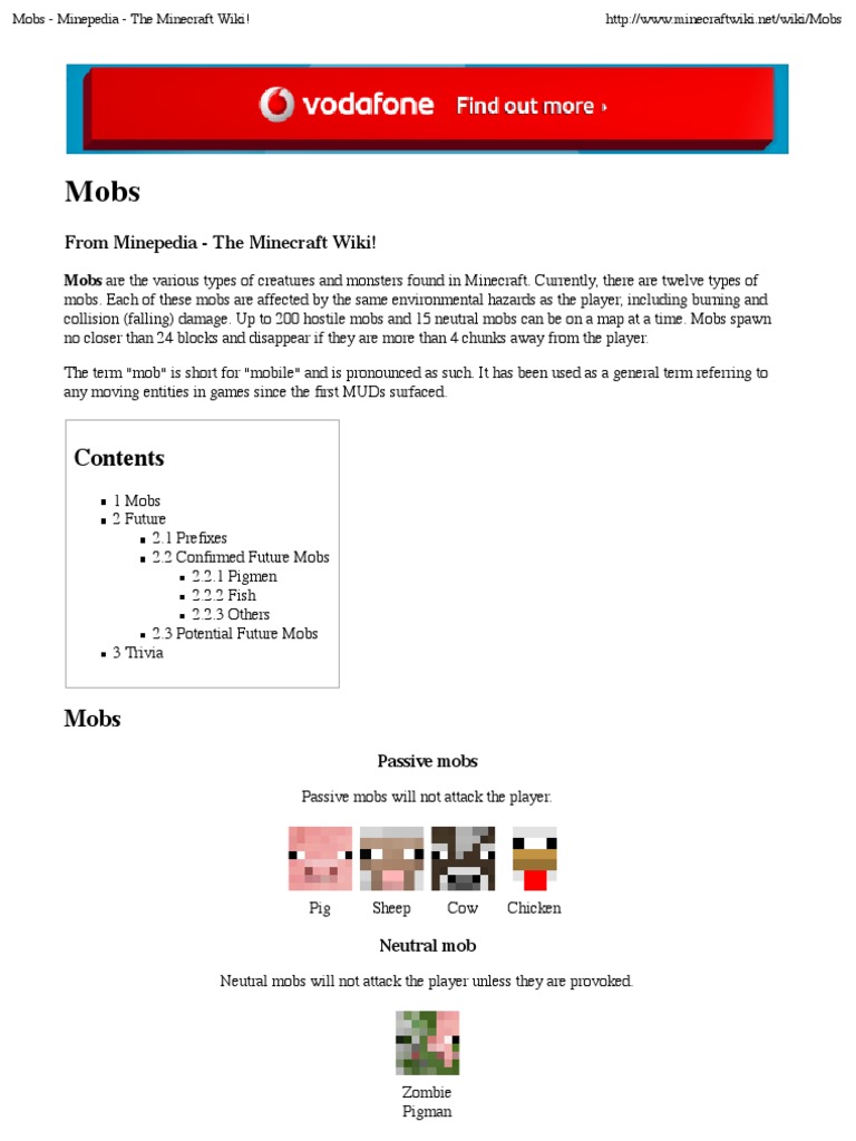 Overview of Minecraft Mobs | PDF | Minecraft | Leisure