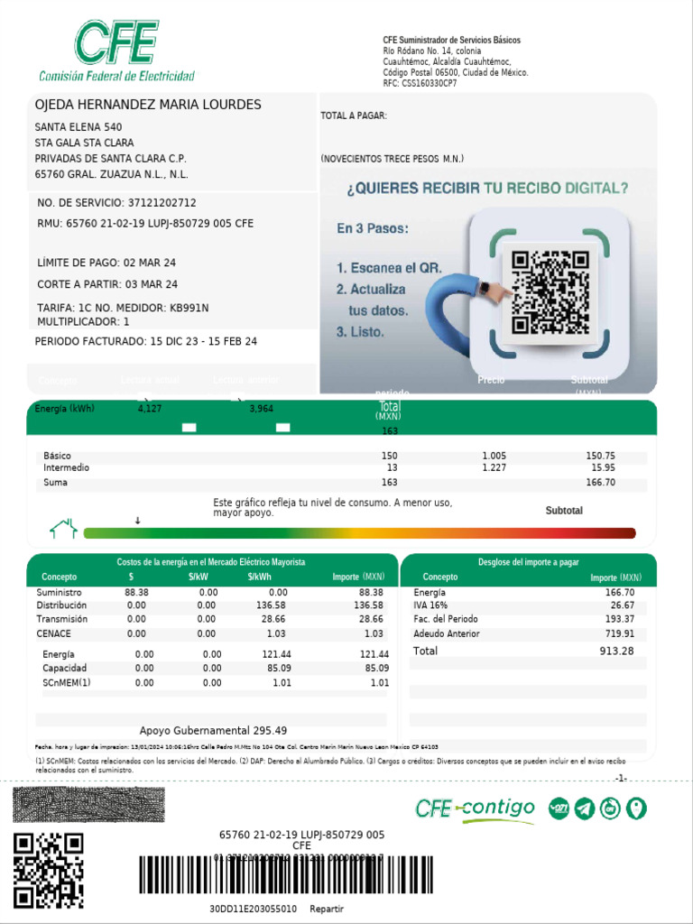 Recibo De Luz Editable Para Trabajos Pdf