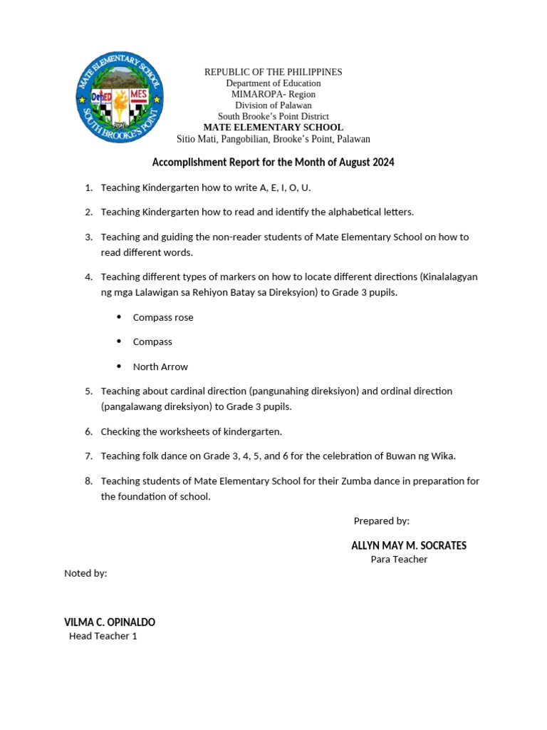 Accomplishment report 2024 pdf