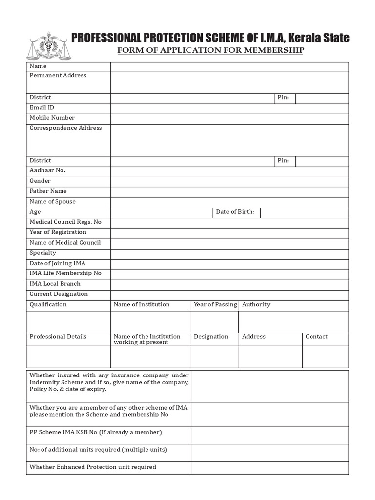Professional Protection Scheme of I.M.A, Kerala State: Form of ...