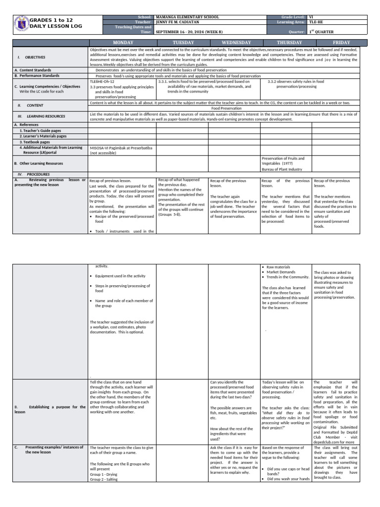 DLL - Tle 6 - Q1 - W8 | PDF
