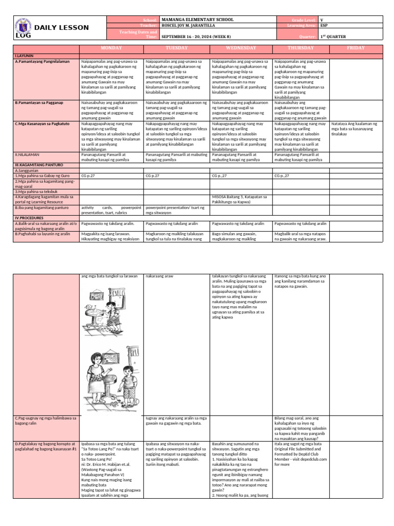 DLL - Esp 5 - Q1 - W8 | PDF