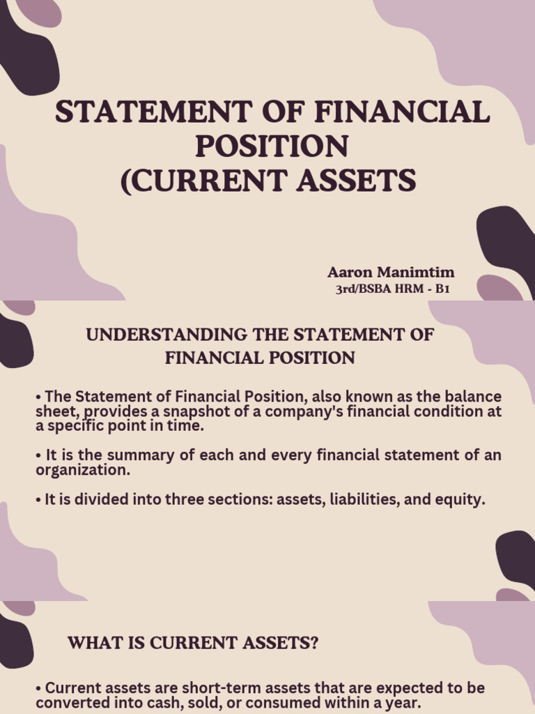 Current Assets-Presentation | PDF | Debits And Credits | Balance Sheet