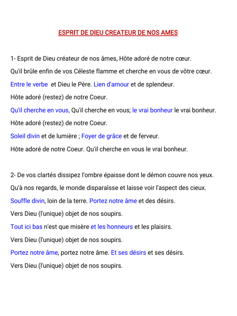 Paroles de Chants Esprit de Dieu - Copie - Copie | PDF