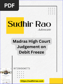 Debit Freeze On Bank Account Is Illegal in India Madras High Court Judgement