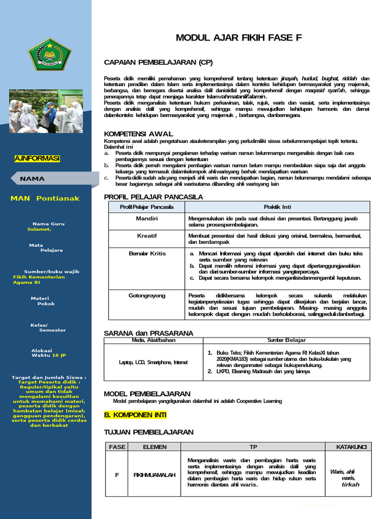 Tp Atp Dan Modul Ajar Fiqih 72 76 Pdf