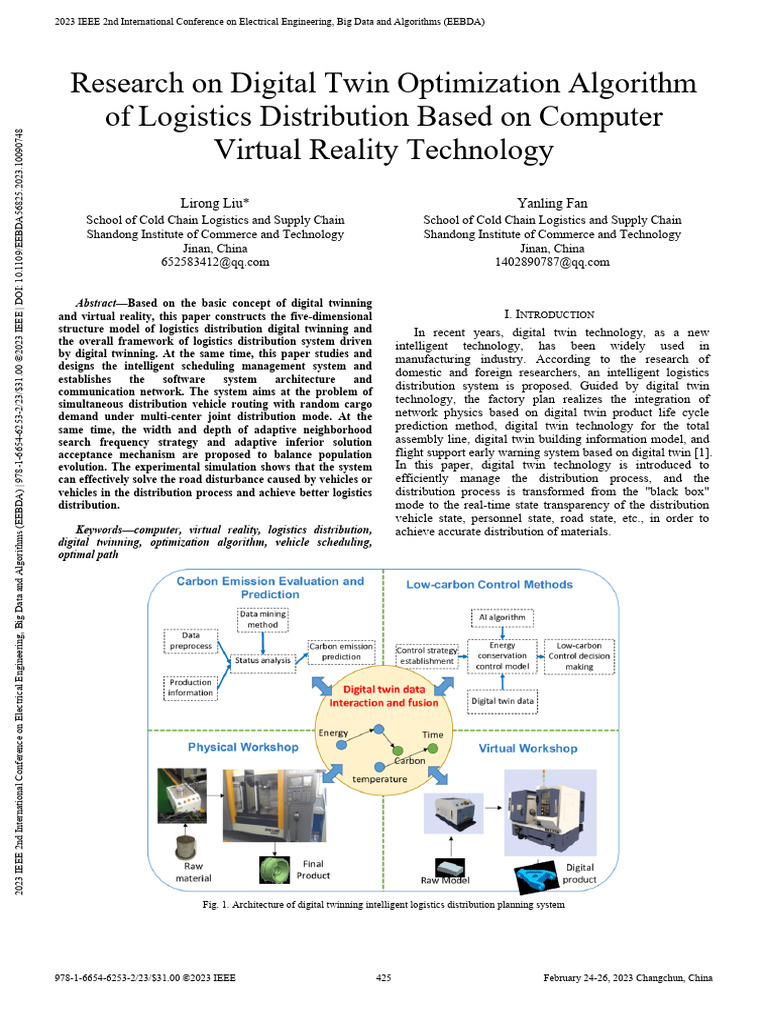 Research On Digital Twin Optimization Algorithm of Logistics ...