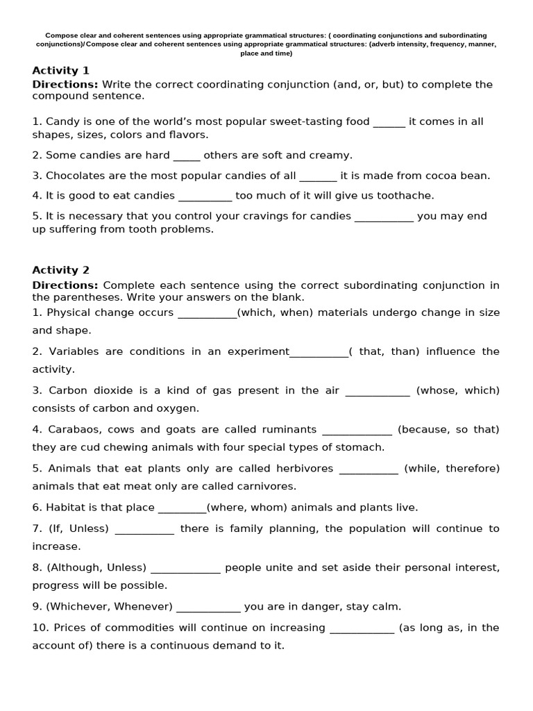 Mastering Sentence Structure and Conjunctions | PDF | Water | Coral Reef
