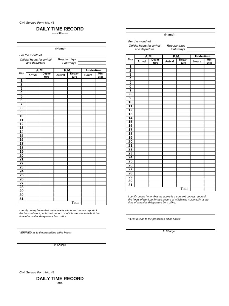 Dtr blank pdf