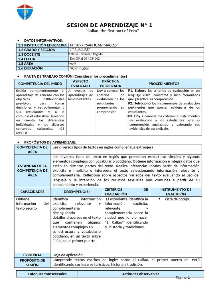 Learning Session 01 - 2nd Grade | PDF
