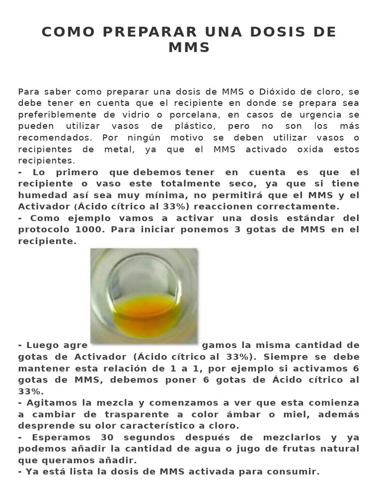 Como Preparar Una Dosis de MMS | PDF | Cáncer | Vitamina C