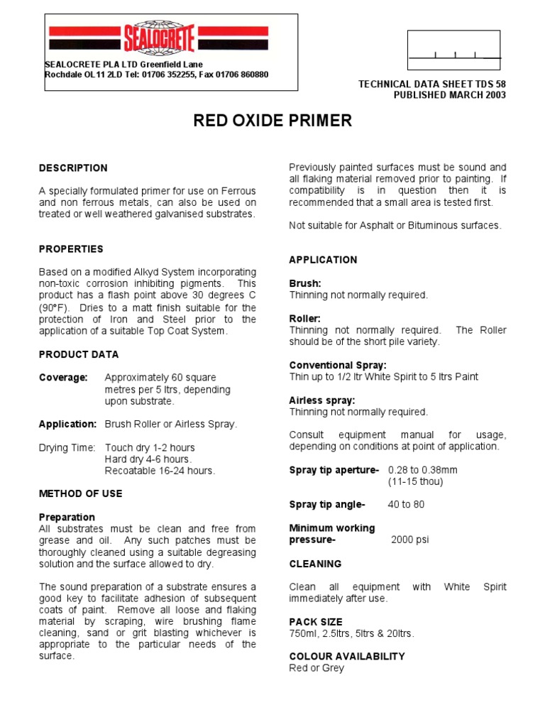 Red Oxide Primer PDF Paint Industries