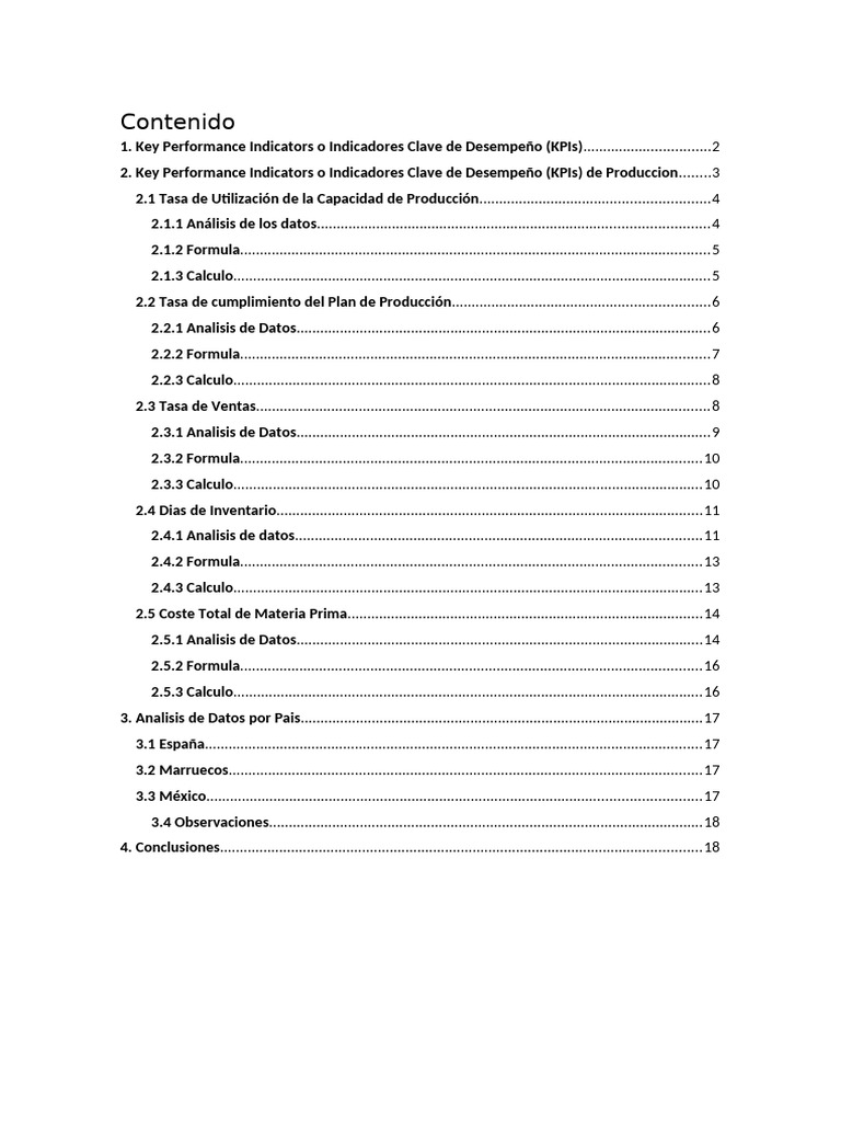 Informe KPIs Produccion SparklingCO | PDF
