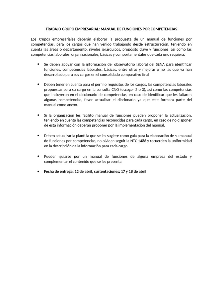 Plantilla Manual de Funciones y Competencias Final | PDF