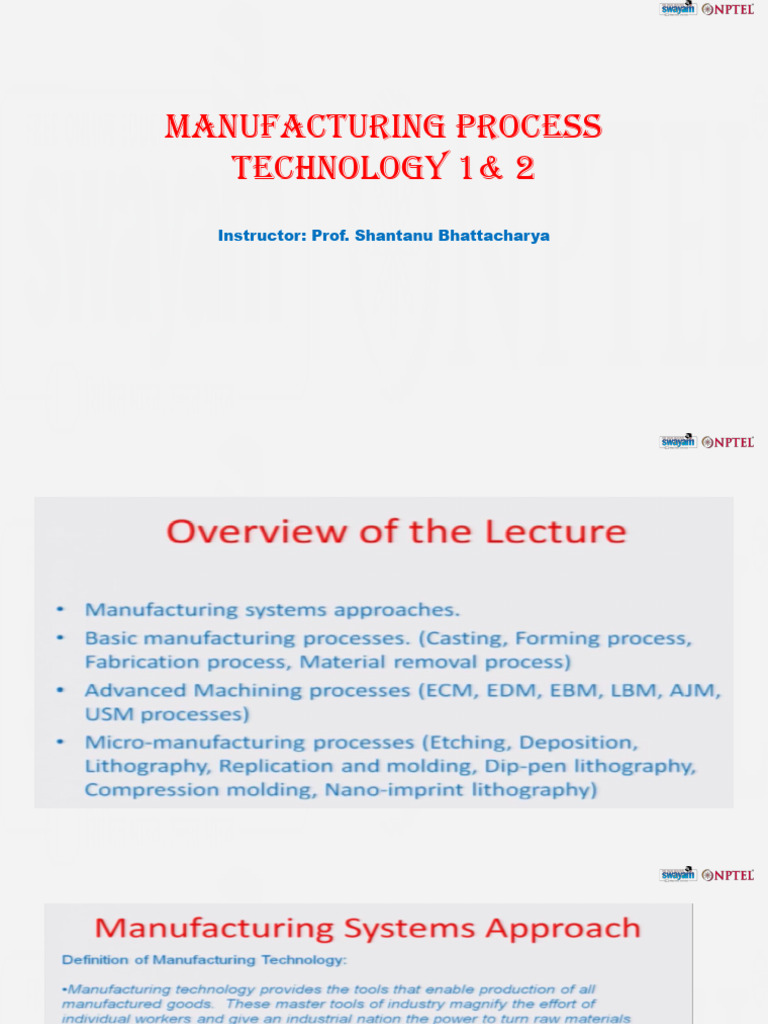 Manufacturing Process Technology Week 1 Pdf