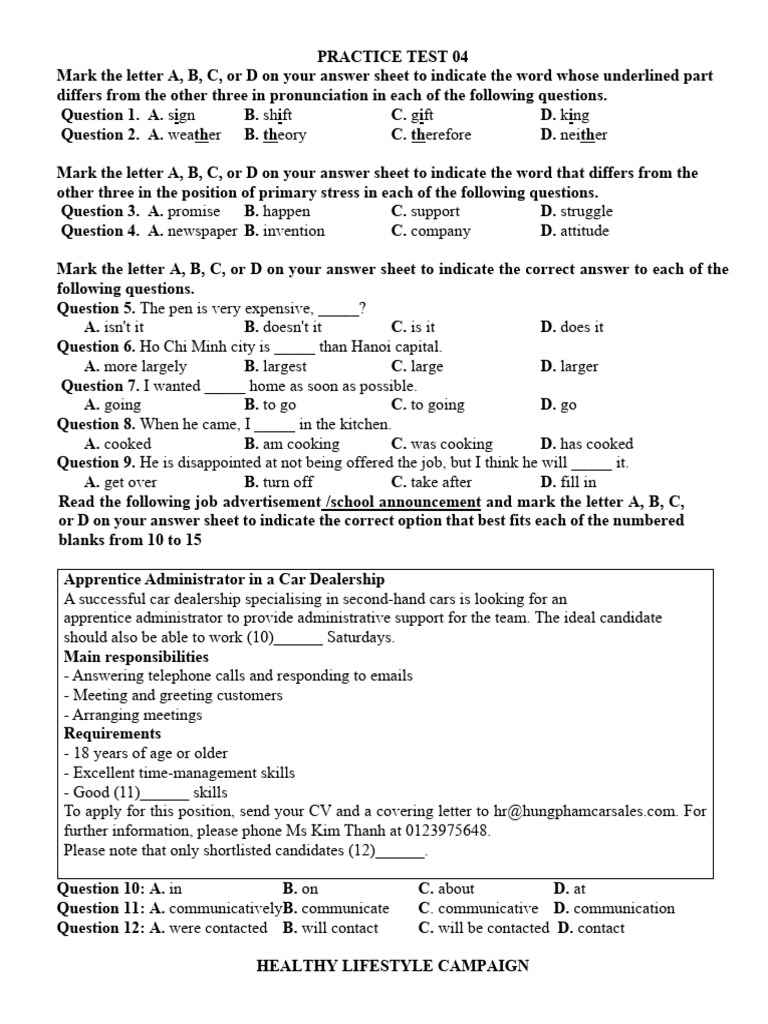 Practice Test 4 | PDF