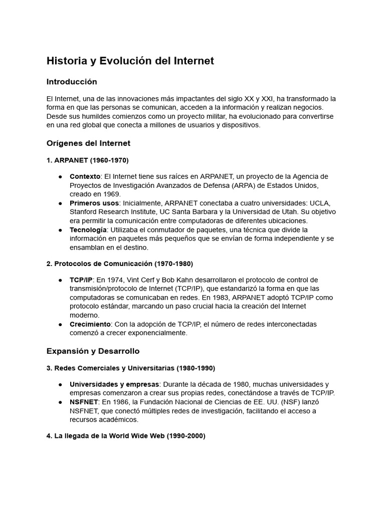 Historia y Evolución Del Internet | PDF