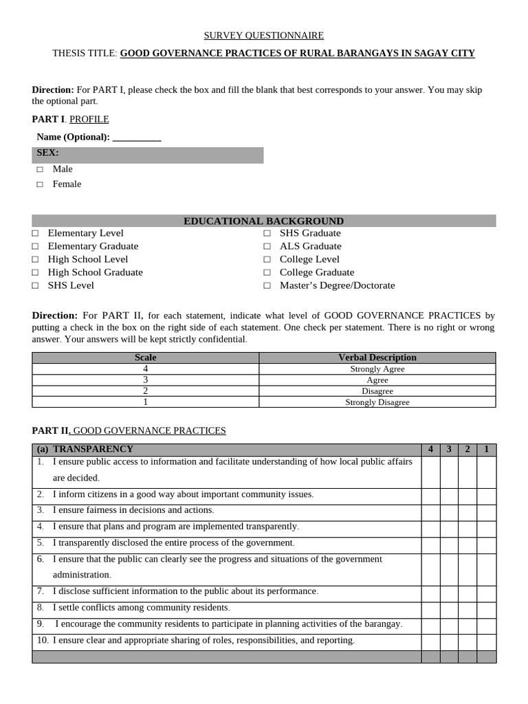 Final Questionnaire Officials | PDF