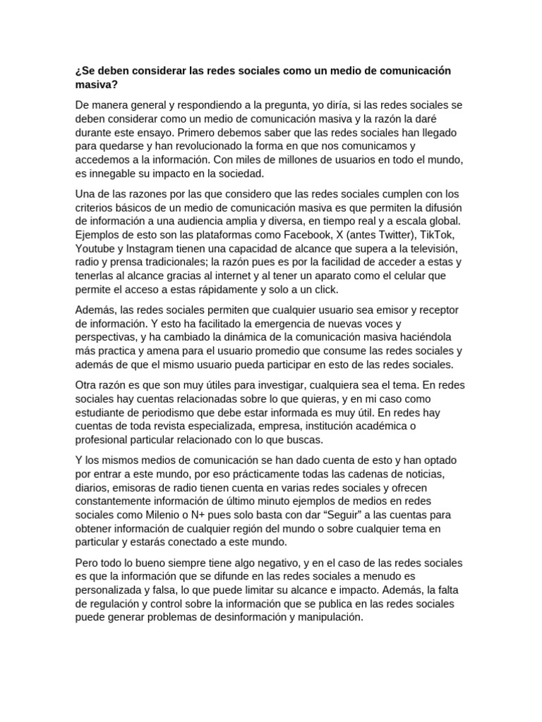 Se Deben Considerar Las Redes Sociales Como Un Medio de Comunicación ...
