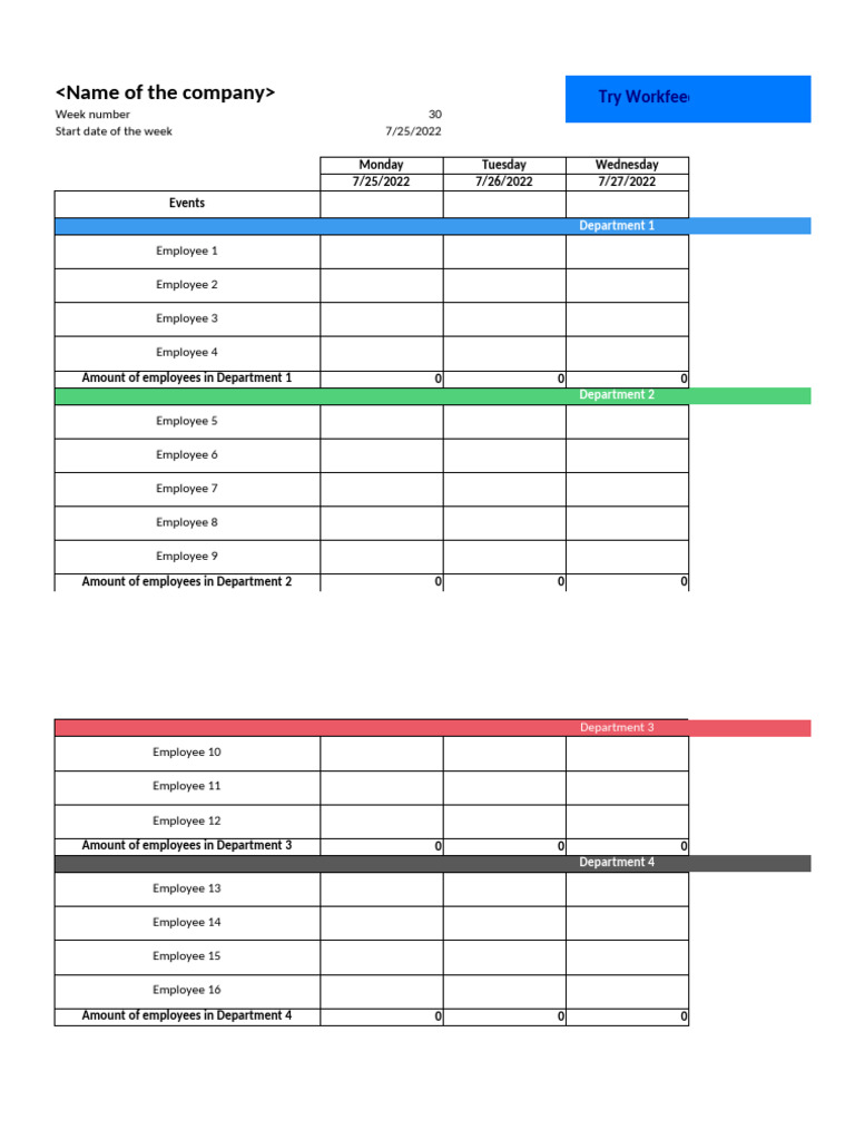 Workfeed Excel Schedule en Final | PDF