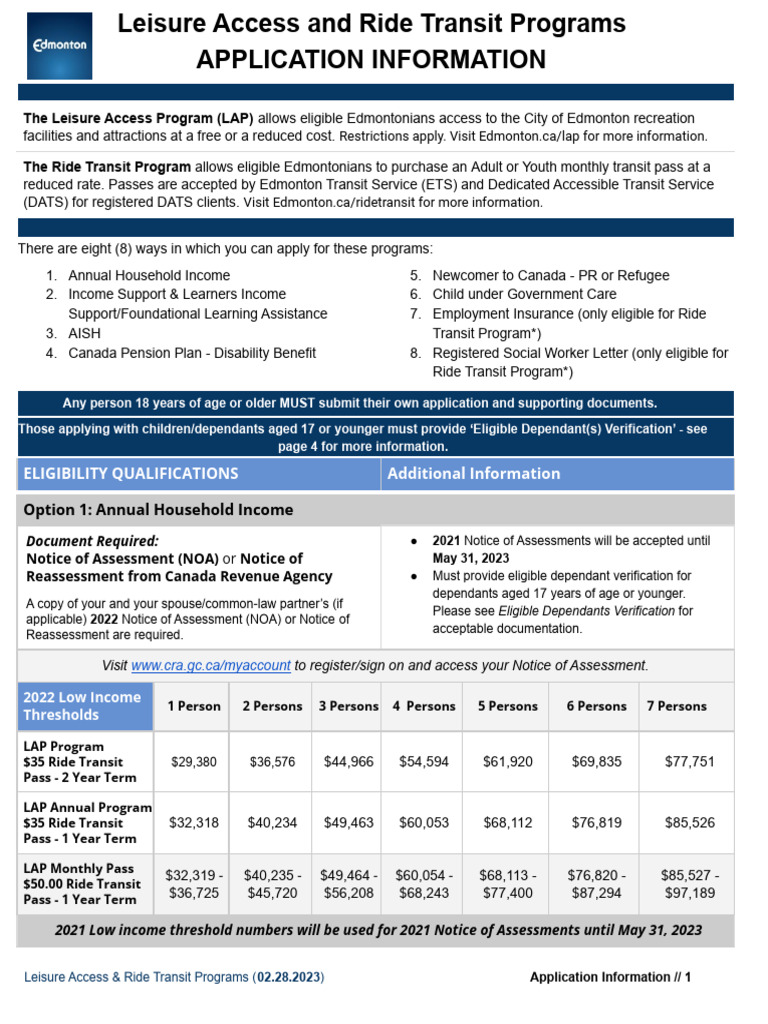 Edmonton Low Income Transit Pass Info | PDF | Social Science