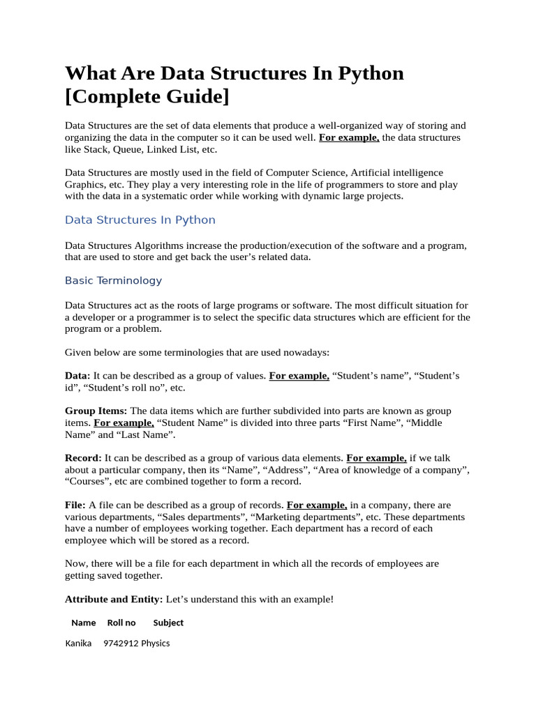 What Are Data Structures in Python | PDF