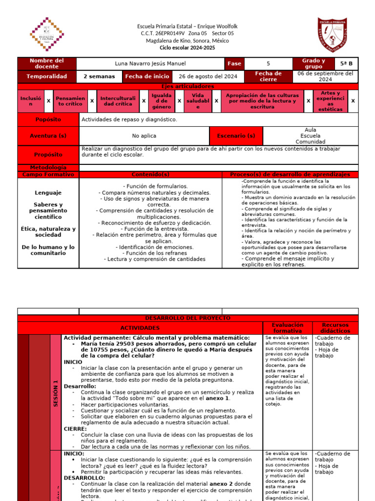 FORMATO DE PLANEACIÓN LENGUAJES Proyecto 1 | PDF