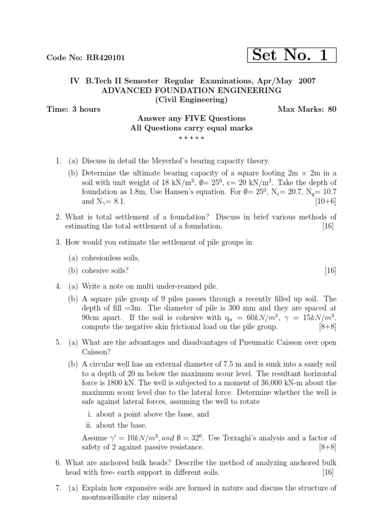 Advanced Foundation Engineering Exam Guide | PDF