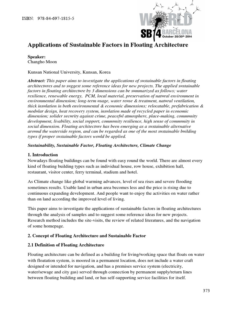 Sustainability in Floating Architecture | PDF
