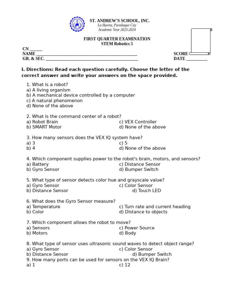 Grade 6 Robotics Q1 Pdf