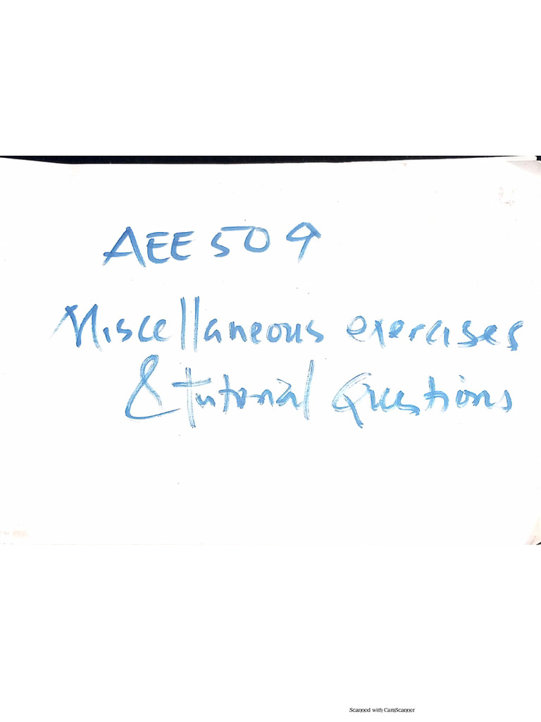 AEE 509 Miscellaneous Exercises and Tutorial Questions | PDF